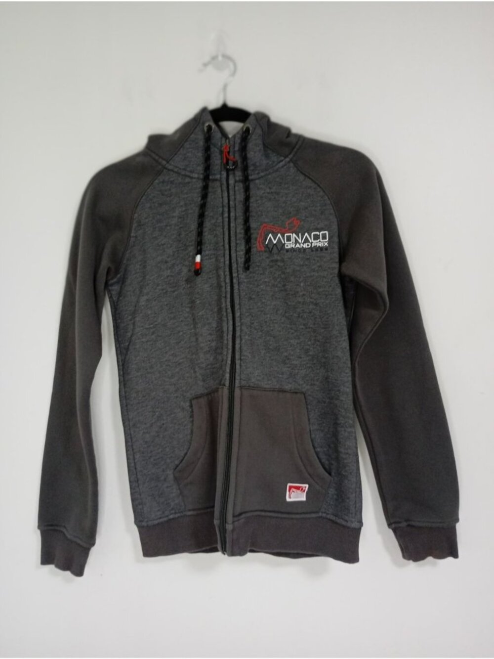 Monaco Grand Prix Gray Full-Zip Hoodie XS Unisex Cotton Blend